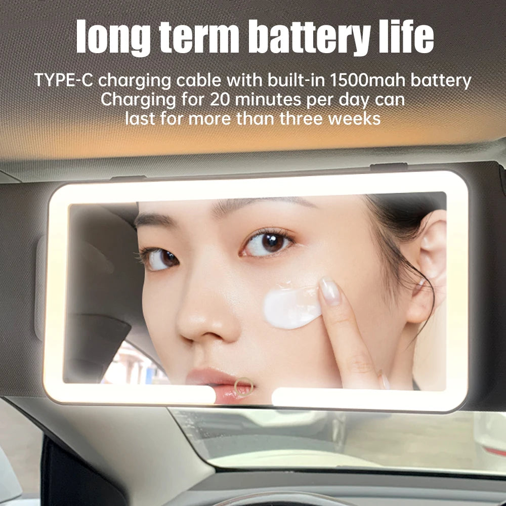 Car LED Makeup Mirror – HD Vanity Mirror with Touch Control & 3-Level Dimming