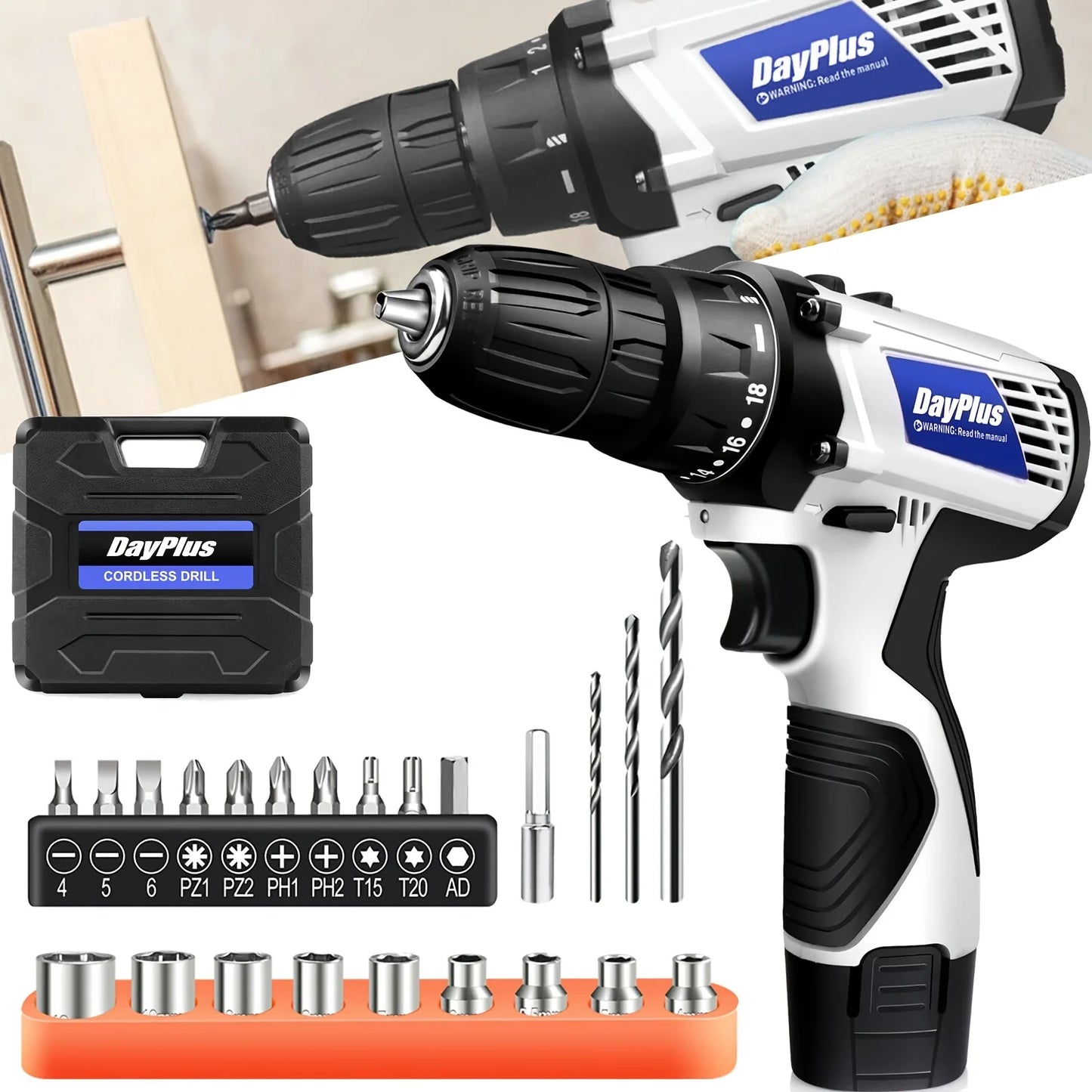 DayPlus 12V Cordless Drill 23 Drill/Screwdriver Bits