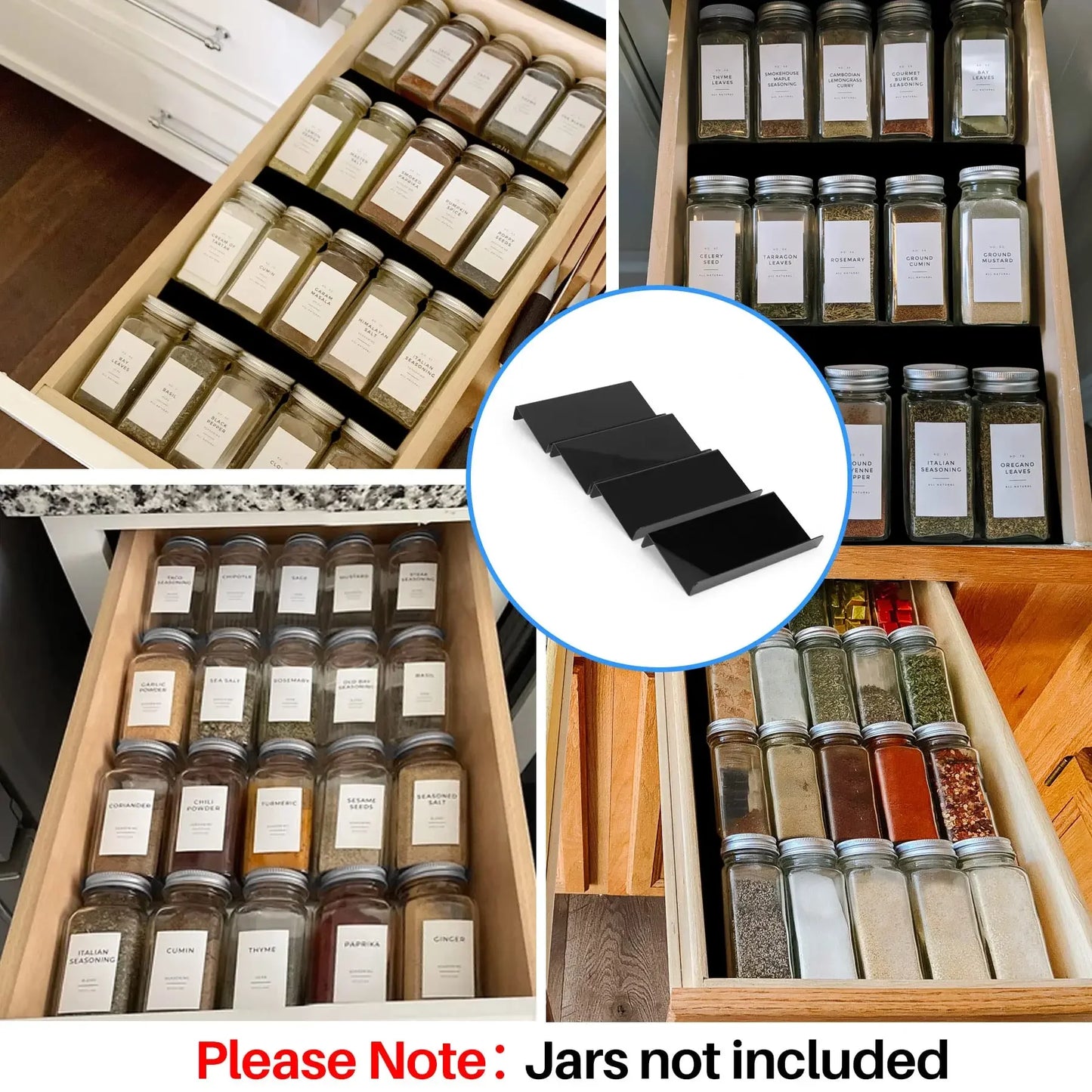 Adjustable Spice Rack Drawer Organizer – Pack of 4