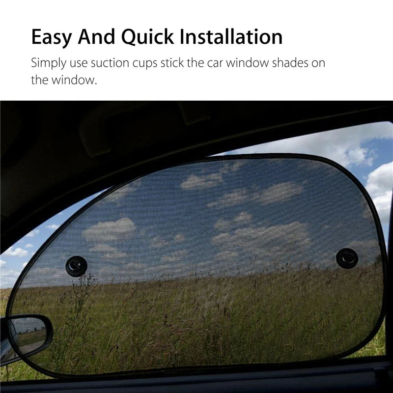 Car Window Sun Shades –  Universal UV Protection Mesh Sunshade with Suction Cups