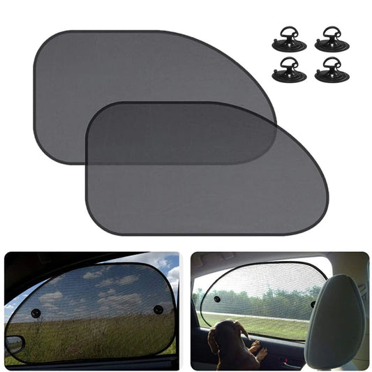 Car Window Sun Shades –  Universal UV Protection Mesh Sunshade with Suction Cups