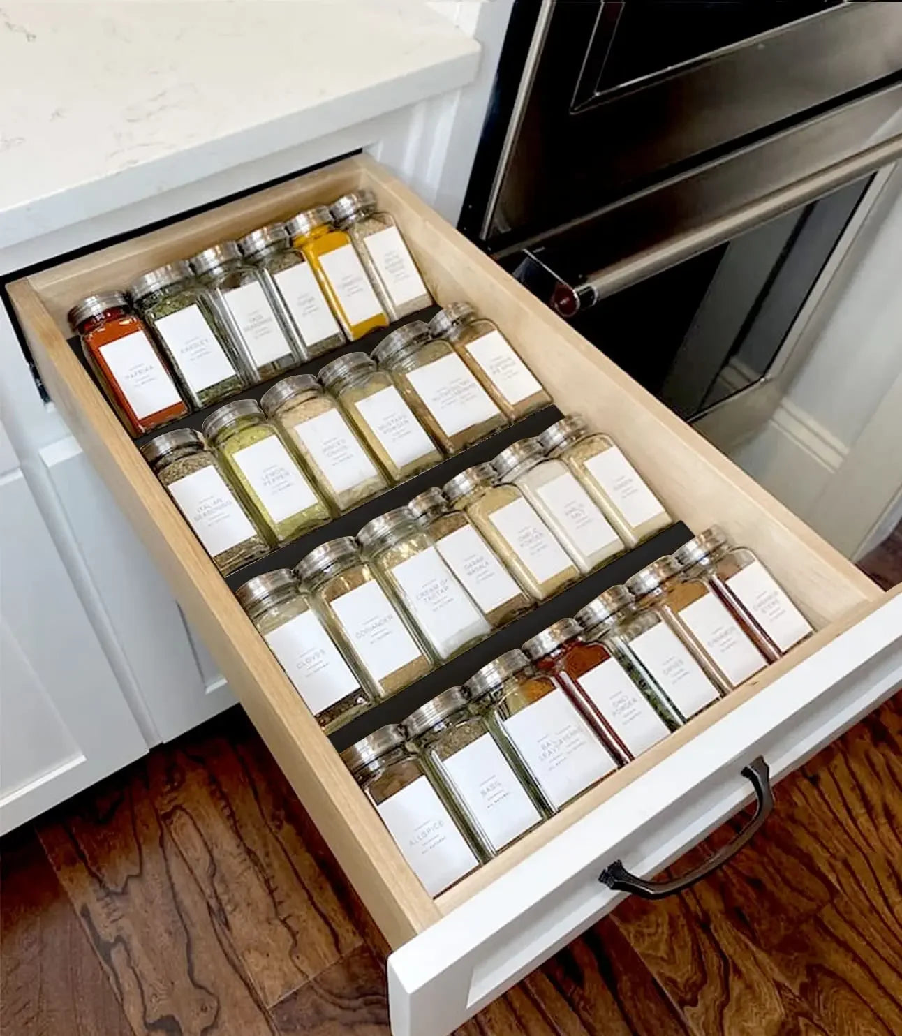 Adjustable Spice Rack Drawer Organizer – Pack of 4
