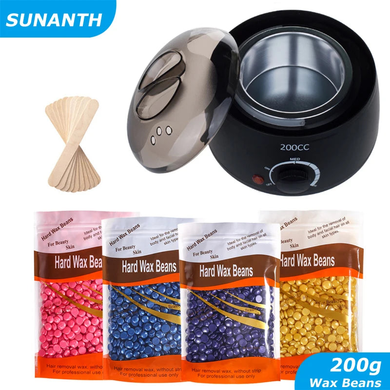 Waxing Kit Depilatory Hard Wax Beans Wax Warmer Machine Complete Hair Removal for Body Wax Heater Machine Epilator Wax-Melt Pot