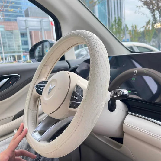 Luxury Leather Steering Wheel Cover – Available in 6 Elegant Colors