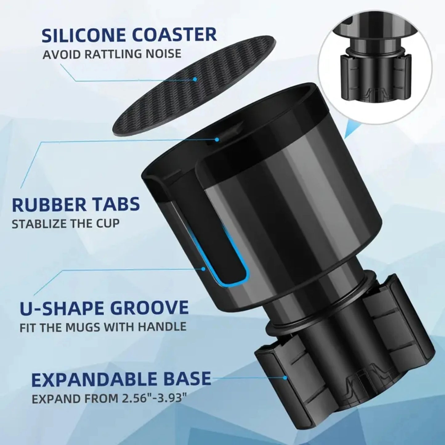 Upgraded Car Cup Holder Expander – Adjustable Base | Universal Fit (6.5cm–10.5cm)