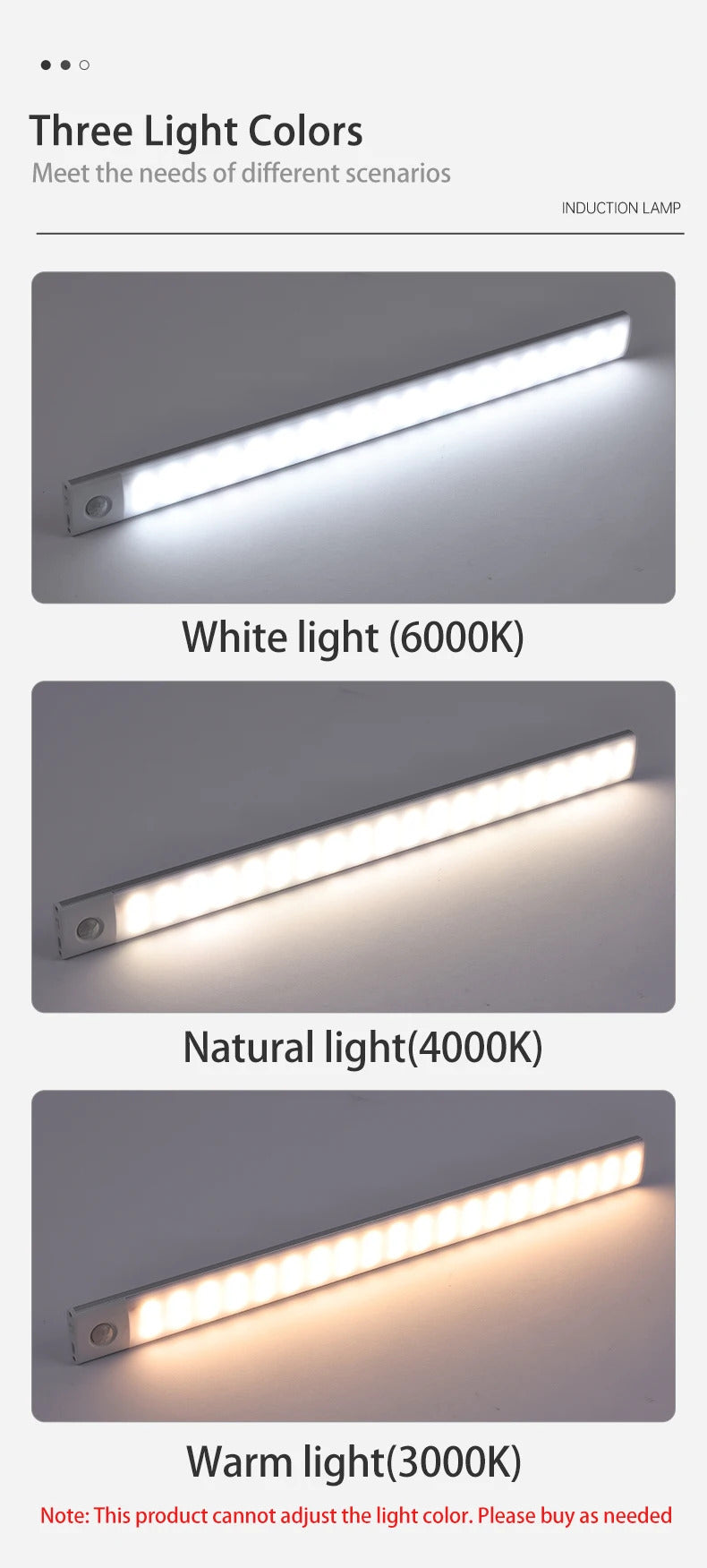 Pack of 2 Rechargeable LED Cabinet Light with Motion Sensor