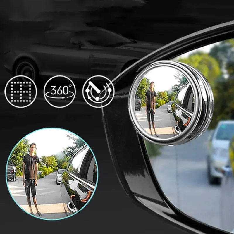 2Pcs Blind Spot Mirror Set – 360° Adjustable Wide Angle Convex Mirrors for Car Side View
