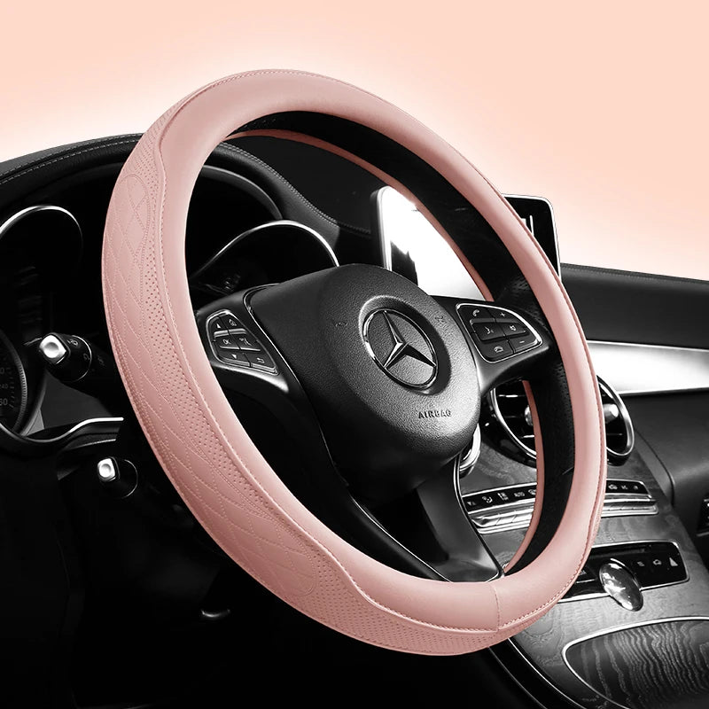 Luxury Leather Steering Wheel Cover – Available in 6 Elegant Colors