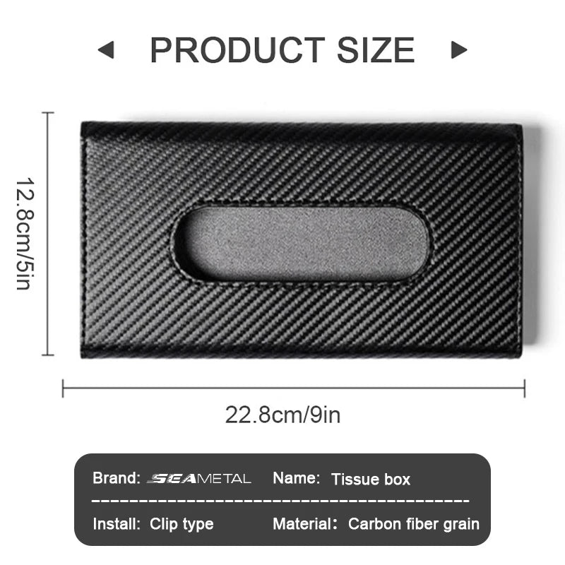 Carbon Fiber Car Sun Visor Tissue Box – Universal Sunshade Paper Towel Holder for Auto Interior Storage