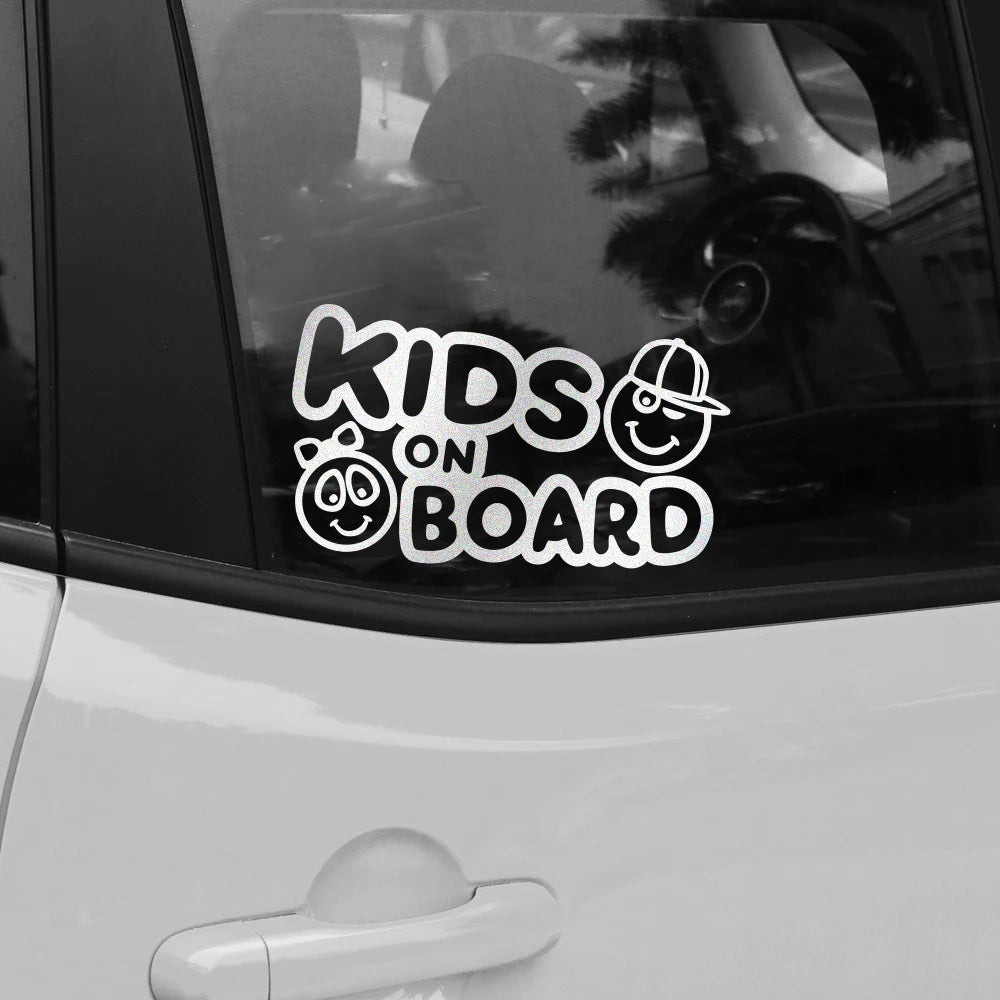 Kids/Baby On Board Car Stickers – Reflective Vinyl Safety Decals