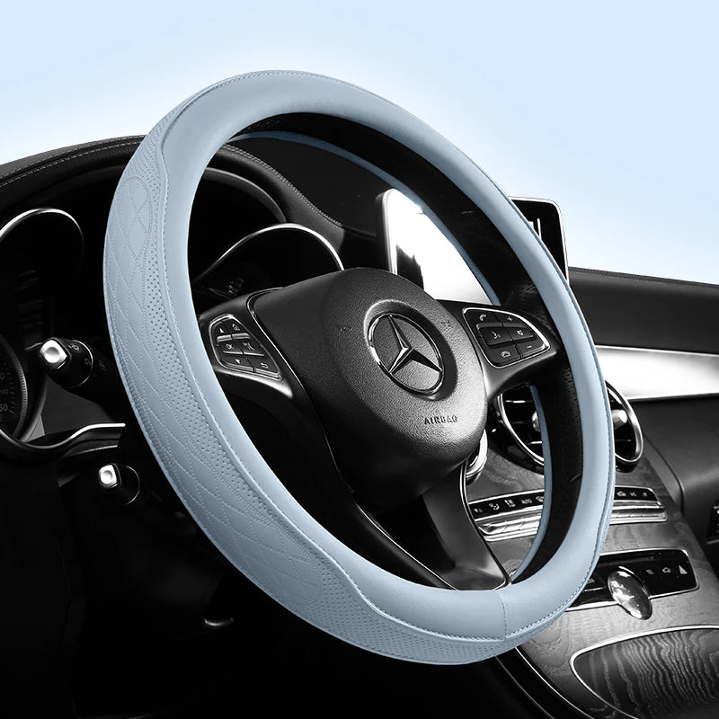 Luxury Leather Steering Wheel Cover – Available in 6 Elegant Colors